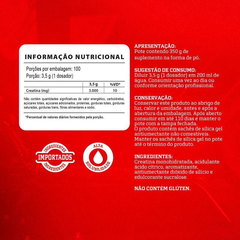Creatina 350g Hardcore Com Sabor